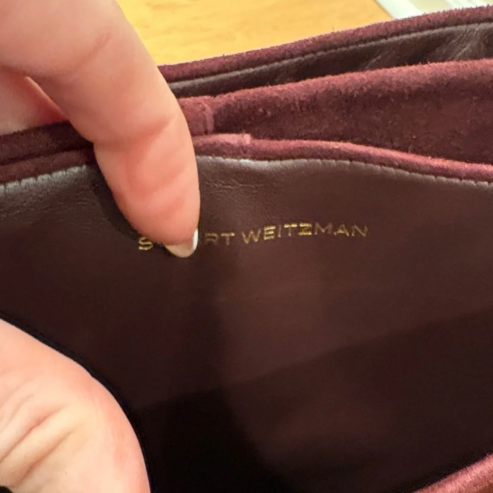 Stuart Weitzman Women's Dark Red Heeled Boots - Picture 2 of 7